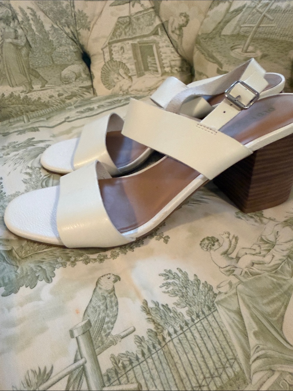 Old Navy White Strappy Block Heel Sandals